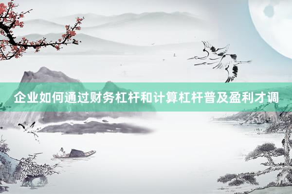 企业如何通过财务杠杆和计算杠杆普及盈利才调